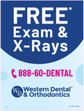 A-FRAME Poster Western Dental - Free Exams & X-Rays
